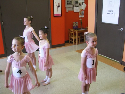 [Photo] Knoxville Ballet School Primary Level A candidates pose for pictures in the school lobby just before their ABT/NTC Affiliate examination class begins [Photo]