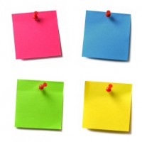 Picture of four colorful Post-It notes
