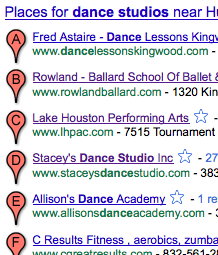 Example GooglePlaces listing