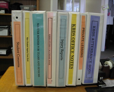 Binders for important, daily studio topics
