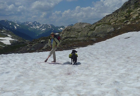 Holy Cross Wilderness - Colorado IMAGE Melanie on a snowfield in the Holy Cross Wilderness in Colorado IMAGE