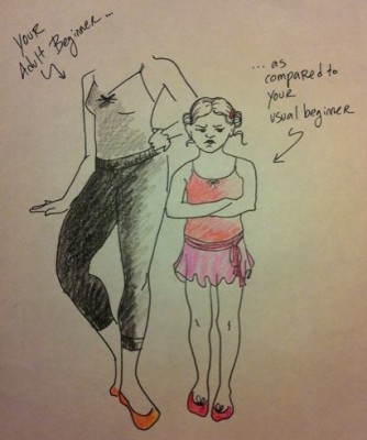 IMAGE Sketch by Adult Beginner featuring an adult but headless female in leggins beside a sullen looking little girl in pink. IMAGE