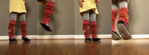 IMAGE Upcycled sweater becomes colorful legwarmers IMAGE