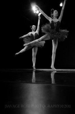 IMAGE Two dancers seek out a balance on stage. IMAGE