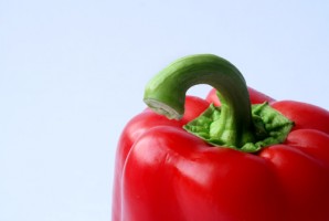 IMAGE The top of a bright red pepper IMAGE