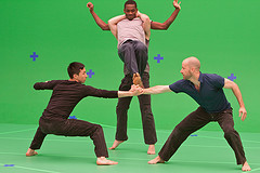 IMAGE Dancers shoot in front of a green screen for the film Lost Action: Trace. IMAGE