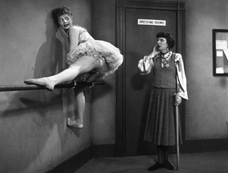IMAGE I Love Lucy - Lucille Ball hangs on the ballet barre IMAGE