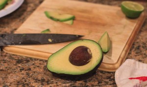 Avocado on a cutting board